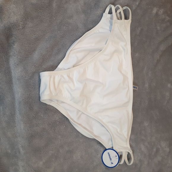 Swimsuits For All Triple String Cut Out White Bikini Swim Bottoms NWT - Picture 3 of 15